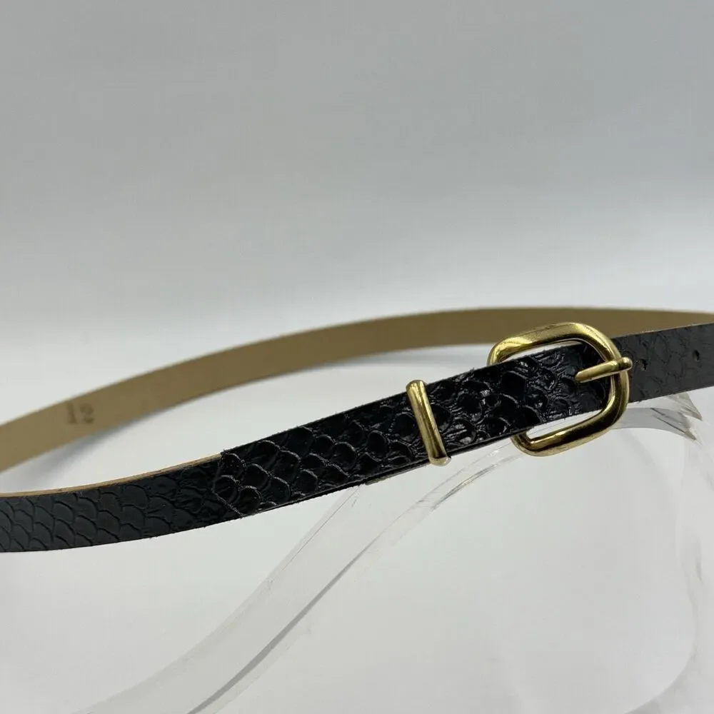 Women Gold Buckle Snakeskin Pattern Dress Belt Slim Wide Size 12